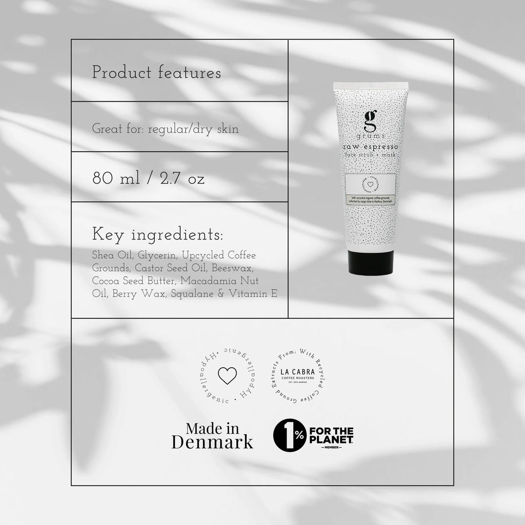 GRUMS 2-in-1 Coffee Face Scrub + Mask - Coffee Exfoliator