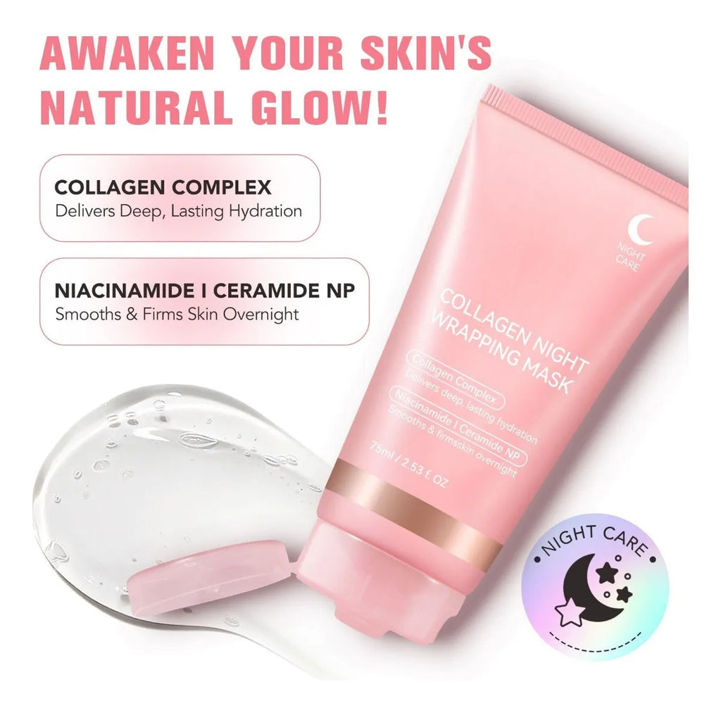 Biocollagen Night Wrapping Peel-Off Mask with Real Collagen | Deep Hydration & Glowing Skin Face Pack | Anti-Aging, Wrinkle-Smoothing Korean Glass Skin Care Mask for Women & Girls