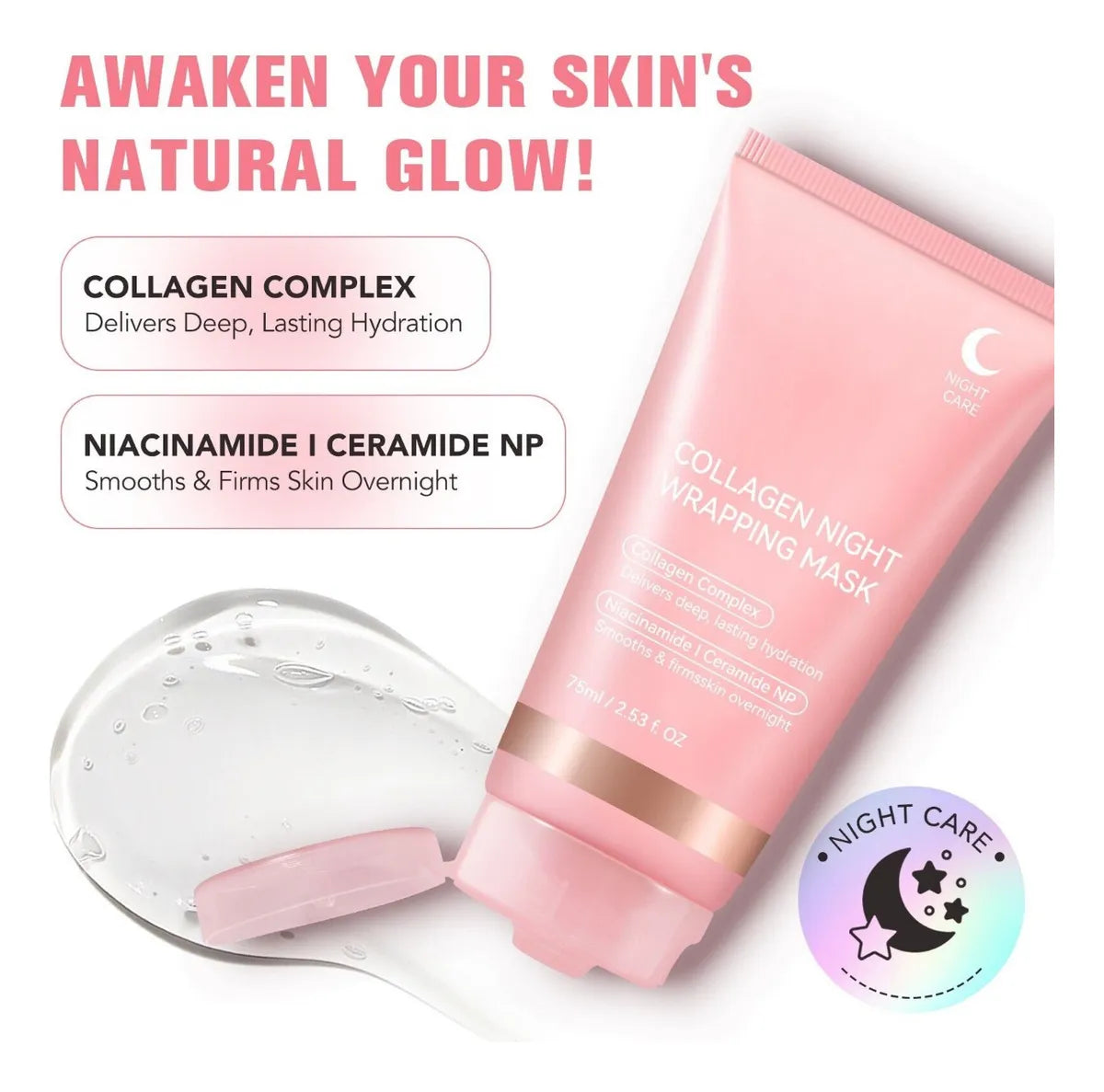 Biocollagen Night Wrapping Peel-Off Mask with Real Collagen | Deep Hydration & Glowing Skin Face Pack | Anti-Aging, Wrinkle-Smoothing Korean Glass Skin Care Mask for Women & Girls