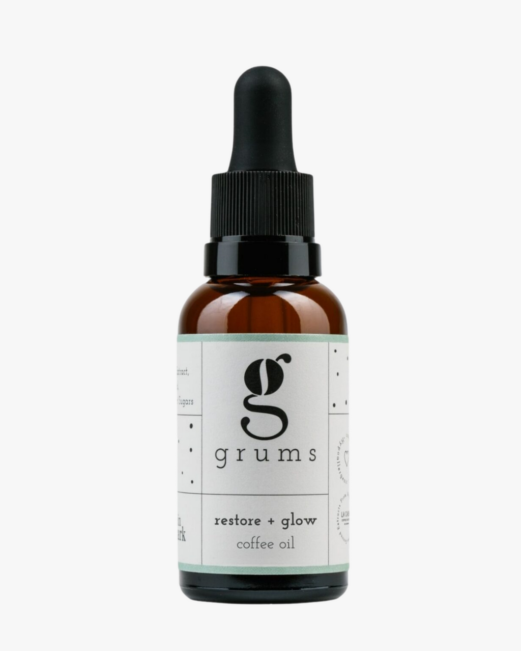 GRUMS Olio al Caffè Ripristina + Illumina 15 ml – Antiossidanti Riciclati Puri